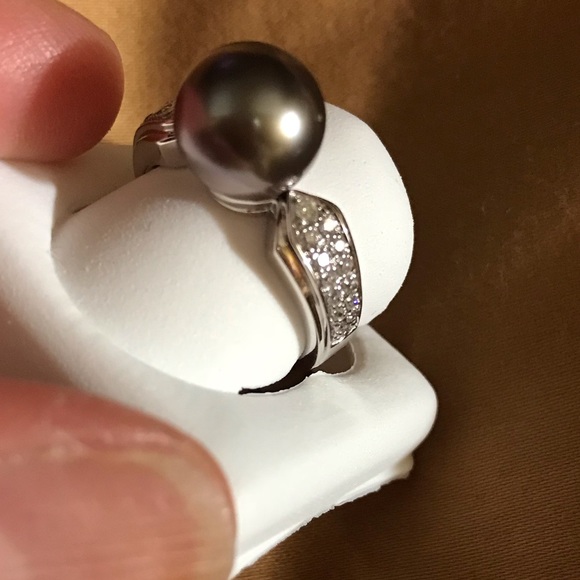 NWOT Black Cultured Pearl Ring - Picture 6 of 8